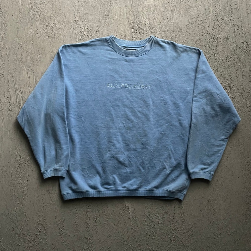 Vintage B.U.M. Equipment Sweatshirt Mens XL Blue 90s  Embroidered Logo